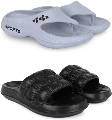 Kapani Fashion Men Slippers(Grey, Black , 8)