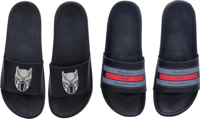 Digimahadev Men Flip Flops(Black , 8)