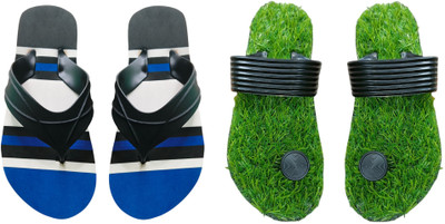 skyflip Men Slides(Blue, Black, Green , 10)