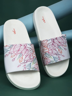 Wavvy Women Slides(Multicolor, White , 8)