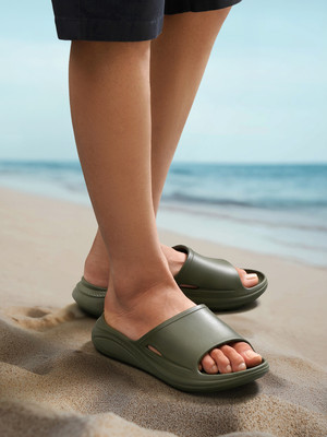 FLYING MACHINE Men Slides(Olive , 10)
