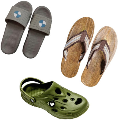 BLIBBERS Men Slippers(Grey, Brown, Green , 6)