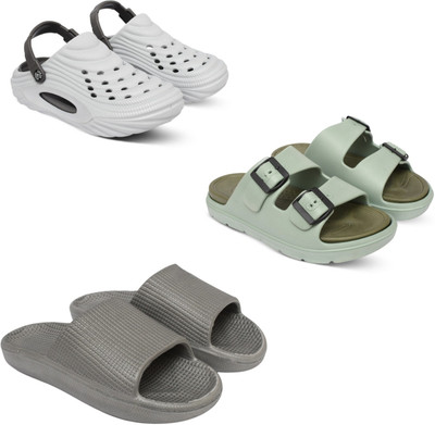 Acorn Men Slides(White, Olive, Grey , 9)
