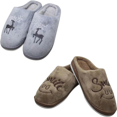 Mahi Enterprises Men Flip Flops(Grey, Brown , 9)