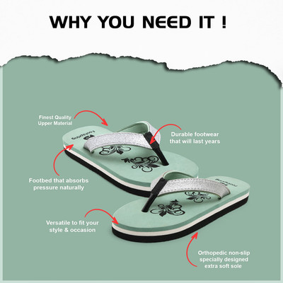 Footspring Women Slippers(Green , 7)
