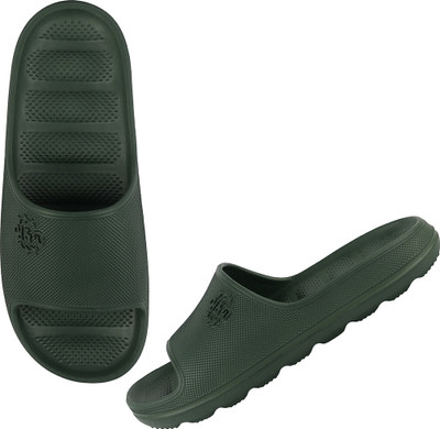 Neoz Men Levirex Lightweight with Arch Support Durable Anti-Skid & Stylish Dailywear| Slides(Olive , 9)