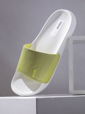 FCUK Men Slides(Green, White , 8)