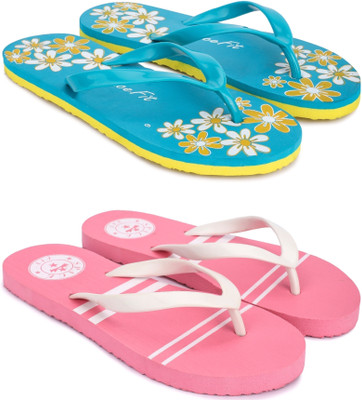 spacefit Women Slippers(Blue, Pink , 6)