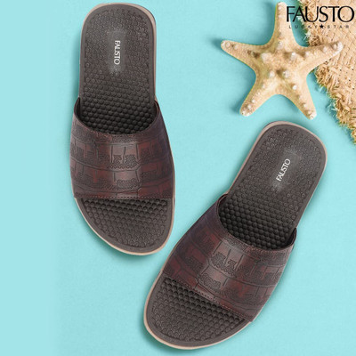 FAUSTO Men Slides(Brown , 7)