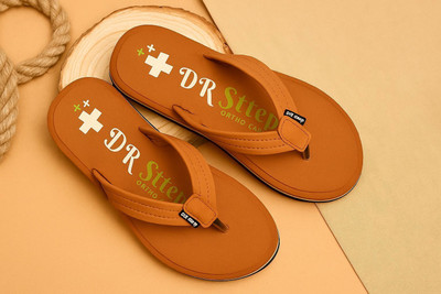 DR STTEP Men Orthopedic Slippers for Men Comfort Fit Soft Cushion Lightweight Slippers(Tan , 8)