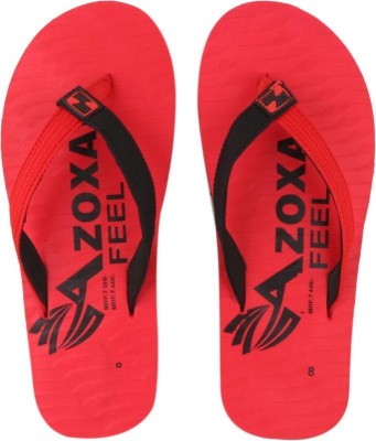 PRIKSH FOOTWEAR Men Flip Flops(Red, Black , 6)