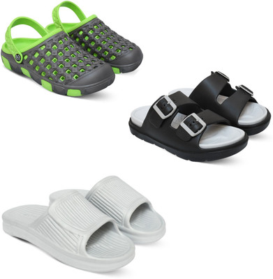 Acorn Men Slides(Green, Grey, White , 7)