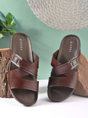 BIZORA Men Slippers(Brown , 7)