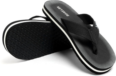 KETIKOE Men Flip Flops(Black , 7)