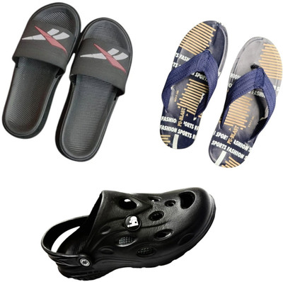 BLIBBERS Men Slippers(Black, Blue, Black , 8)