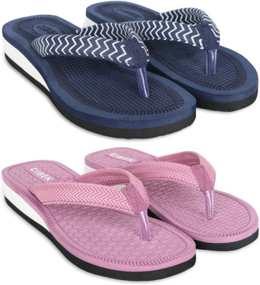 CIBEK Women Doctor step with cibek comfortable extra soft daily wear women slipper pack of 2 Flip Flops(Multicolor , 4)