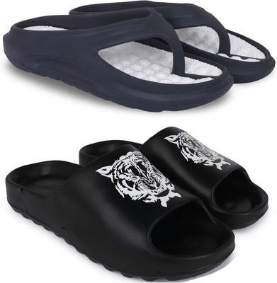 KAPYANSH Men Slippers(Black, Black , 9)