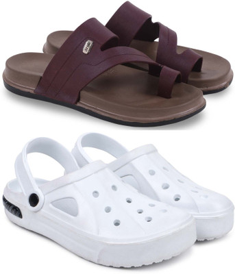 Kapani Fashion Men Slippers(Maroon, White , 8)