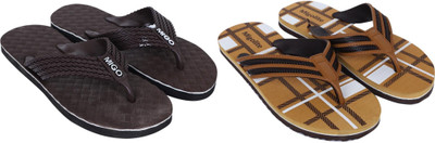 MIGOLITE Men Slippers(Tan, Maroon , 9)