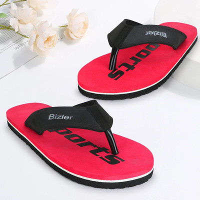 BIZLER Men Ortho Comfort Slippers | Anti-Slip, Lightweight & Durable Flip Flops(Red , 7)