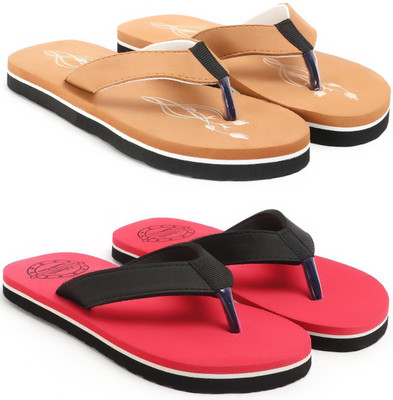 VAHMAH Women Slippers(Tan, Red , 7)