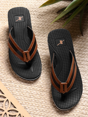 Sparx Men Slippers(Black, Tan , 8)