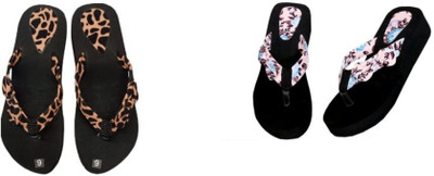 BOOMBEAUTY Women Flip Flops(Multicolor , 8)