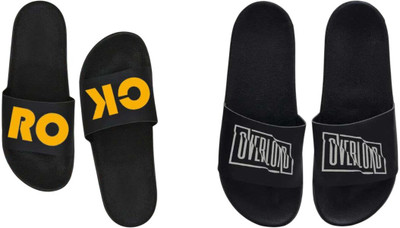 nvisan Men Slides(Grey, Yellow, Black , 8)