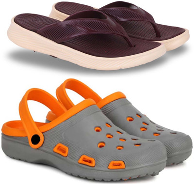 Pampy Angel Men Slippers(Maroon, Grey , 7)