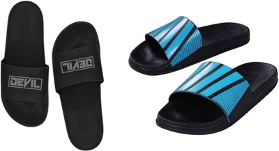 nvisan Men Slides(Blue, Grey , 10)