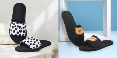 Y key Women Flip Flops(Black, Black , 4)