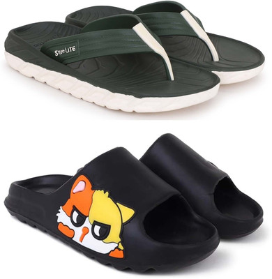 Kapani Fashion Men Slippers(Green, Black , 6)