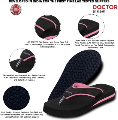 DOCTOR EXTRA SOFT Women DOCTOR EXTRA SOFT Ortho Care Diabetic Orthopaedic Comfort Dr Slippers and Flipflops For Women's and Girl's Flip Flops(Black, Pink , 4)