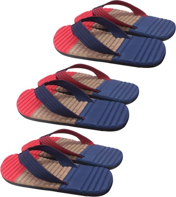 Kopila Men Flip Flops(Red, Blue , 7)