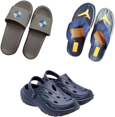 BLIBBERS Men Slippers(Grey, Blue, Navy , 9)