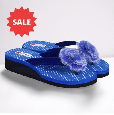 SHIPEE Women Slippers(Blue , 4)