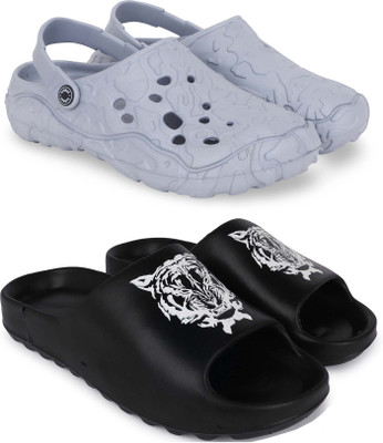 Kapani Fashion Men Slides(Grey, Black , 9)