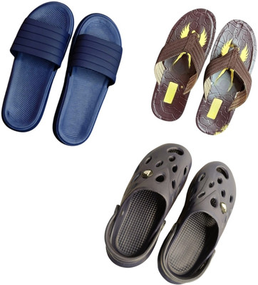 BLIBBERS Men Slippers(Blue, Brown, Black , 9)