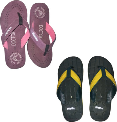 NISTHA Men Slippers(Brown, Green , 10)
