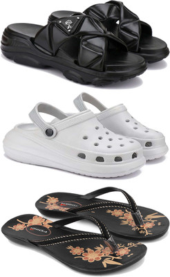 Pennen Women Flip Flops(Black , 5)