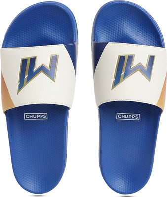 Chupps Men MI Sliders R.Blue&Orange Slippers Soft Lightweight Flip Flops For Slides(Blue, Orange , 6)