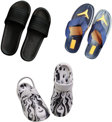 BLIBBERS Men Slippers(Black, Blue, Off White , 9)