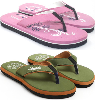 VAHMAH Women Slippers(Pink, Green , 8)