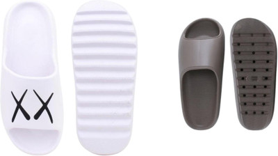 Sirex Men Slides(Off White, Grey , 7)