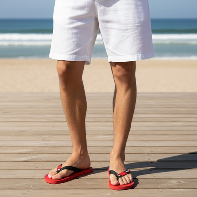 Hilux Men Slippers(Red, Black , 6)