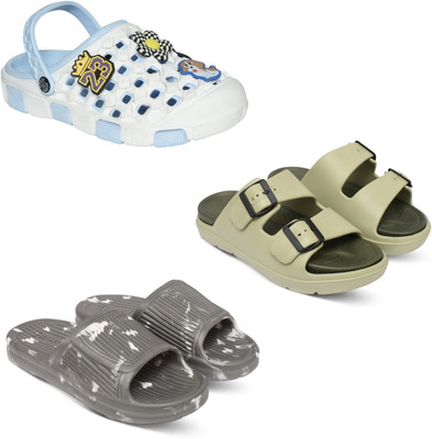 Acorn Men Slides(Blue, Beige, Grey , 9)
