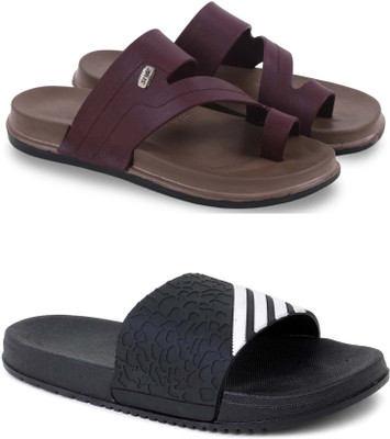 Pampy Angel Men Slippers(Maroon, Black , 8)