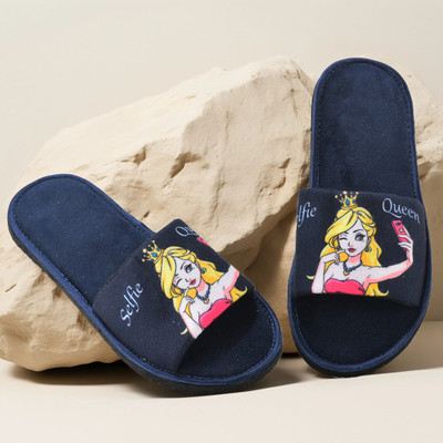 Y key Women Slides(Navy , 6)