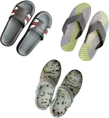 BLIBBERS Men Slippers(Black, Grey, Multicolor , 9)