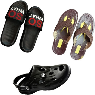 BLIBBERS Men Slippers(Black, Brown, Black , 9)